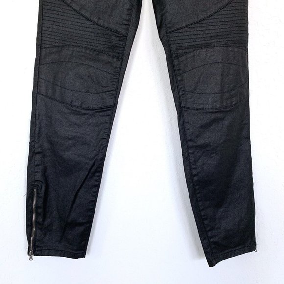 New York & Company Jeans Black Coated Skinny Ankle Zip Leggings - Picture 5 of 9